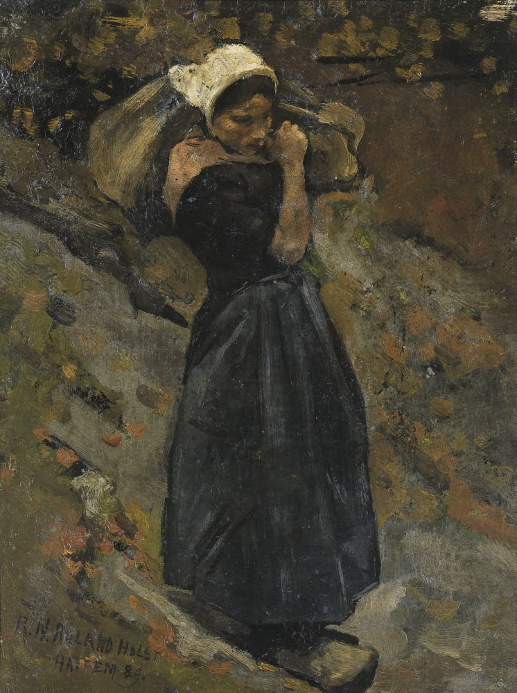 A Peasant Woman Carrying A Sack Canvas Art -  (18 x 24)