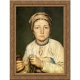 thumbnail image 1 of A Peasant Woman, Combing Flax (Anisia) 24x18 Gold Ornate Wood Framed Canvas Art by Alexey Venetsianov, 1 of 2