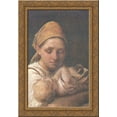 thumbnail image 1 of A Peasant Woman with a Child 24x18 Gold Ornate Wood Framed Canvas Art by Alexey Venetsianov, 1 of 2