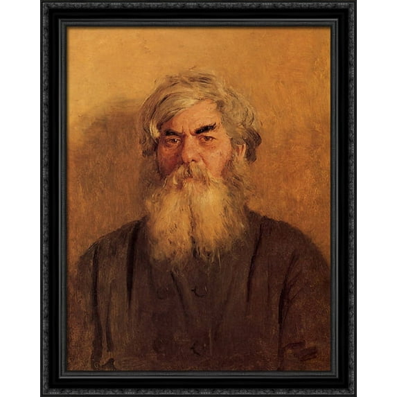 A Peasant with an Evil Eye 28x34 Large Black Ornate Wood Framed Canvas Art by Ilya Repin