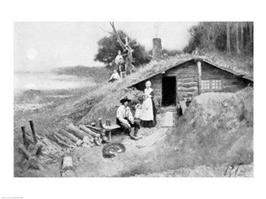 A Pennsylvania Cave-Dwelling illustration from Colonies and Nation Canvas Art - Howard Pyle (24 x 18)