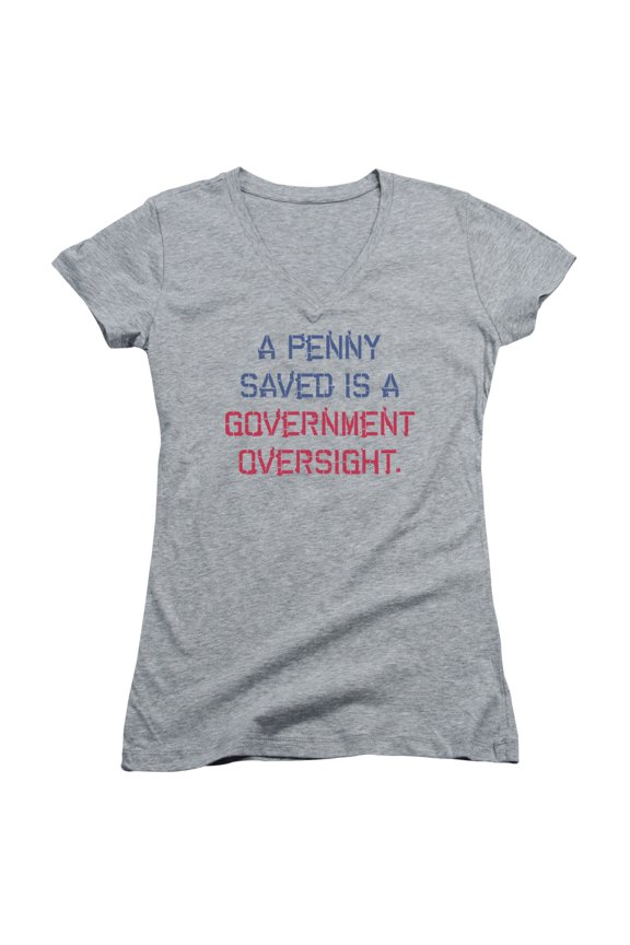 - A Penny Saved - Juniors Cap Sleeve V-Neck Shirt - XX-Large