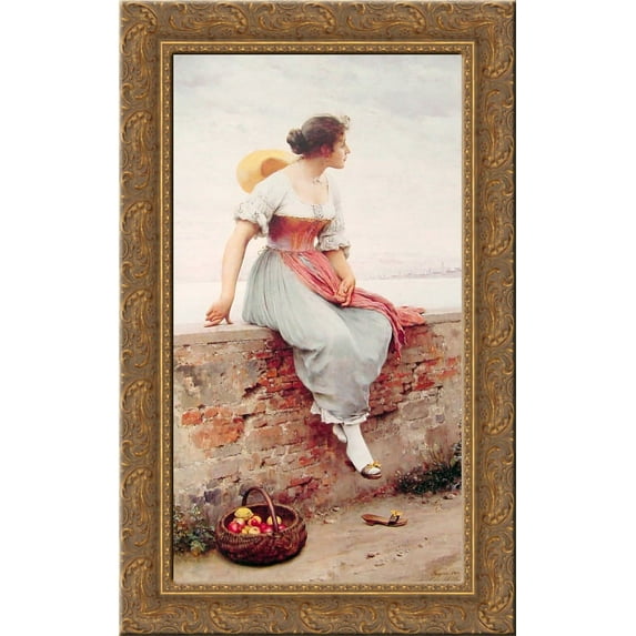 A Pensive Moment 24x16 Gold Ornate Wood Framed Canvas Art by Eugene de Blaas