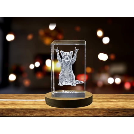 A Pensive Raccoon | 3D Engraved Crystal