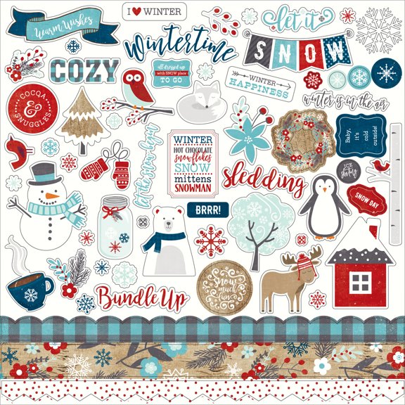 A Perfect Winter Cardstock Stickers 12"X12"-Elements