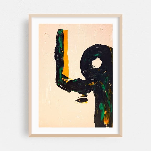 A Person - Painting Abstract Modern Art Minimalist Geometric Art Deco Oak Framed Wall Art Print 12 x 16 inches