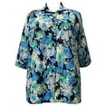 thumbnail image 1 of A Personal Touch Women's Plus Size 3/4 Sleeve Button-Front Tunic - Blue & Green Bloom - 5x, 1 of 3