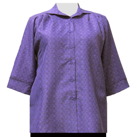 A Personal Touch Women's Plus Size 3/4 Sleeve Button-Up Blouse - Purple Cora - 6X