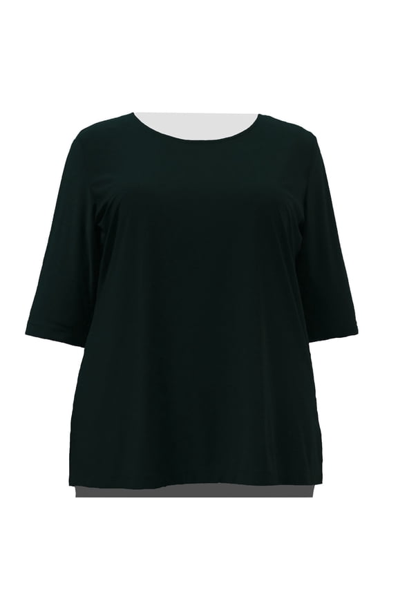 Women's Plus Size Knit 3/4 Sleeve Top - Black - 4X