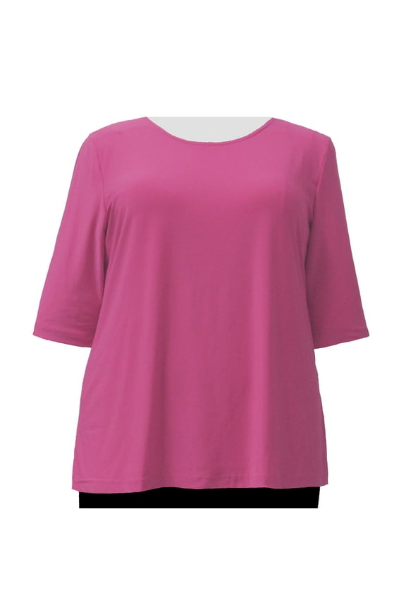 Women's Plus Size Knit 3/4 Sleeve Top - Pink - 6X
