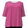 thumbnail image 1 of A Personal Touch Women's Plus Size Knit 3/4 Sleeve Top - Pink - 7X, 1 of 3