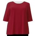 thumbnail image 1 of A Personal Touch Women's Plus Size Knit 3/4 Sleeve Top - Red - 0X, 1 of 3