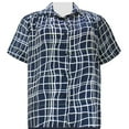 thumbnail image 1 of A Personal Touch Women's Plus Size Short Sleeve Button-Front Print Blouse with Shirring Navy Windowpane - 1X, 1 of 3