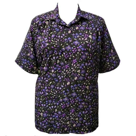 A Personal Touch Women's Plus Size Short Sleeve Button-Front Tunic with Pleats - Purple Rachael - 5x