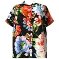 thumbnail image 1 of A Personal Touch Women's Plus Size Short Sleeve Button-Front Tunic with Shirring - Black Multi Floral - 3x, 1 of 3