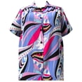 thumbnail image 1 of A Personal Touch Women's Plus Size Short Sleeve Button-Front Tunic with Shirring - Blue Pucci - 6x, 1 of 3