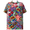 thumbnail image 1 of A Personal Touch Women's Plus Size Short Sleeve Button-Front Tunic with Shirring - Multi Tribal - 7x, 1 of 3