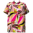 thumbnail image 1 of A Personal Touch Women's Plus Size Short Sleeve Button-Front Tunic with Shirring - Pink Pucci - 4x, 1 of 3