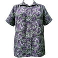 thumbnail image 1 of A Personal Touch Women's Plus Size Short Sleeve Button-Front Tunic with Shirring - Purple Bloom - 2x, 1 of 3