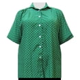 thumbnail image 1 of A Personal Touch Women's Plus Size Short Sleeve Button-Up Print Blouse with Pleats - Kelly Dots - 6X, 1 of 3