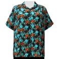 thumbnail image 1 of A Personal Touch Women's Plus Size Short Sleeve Button-Up Print Blouse with Shirring - Turquoise Floral Garden - 6X, 1 of 3