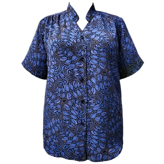 A Personal Touch Women's Plus Size Short Sleeve Mandarin Collar V-Neck Tunic - Grey Bachman - 5X