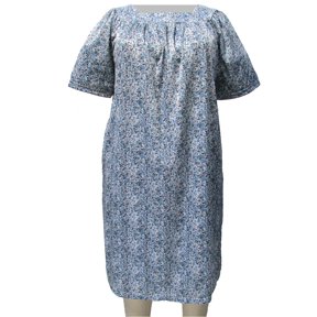 A Personal Touch Women's Plus Size Square Neck Lounging Dress - Blue Garden - 3X