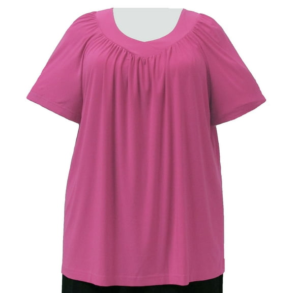 A Personal Touch Women's Plus Size V-Neck Pullover Top Pink - 5X