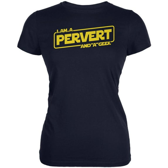A Pervert and a Geek Juniors Soft T Shirt Navy SM