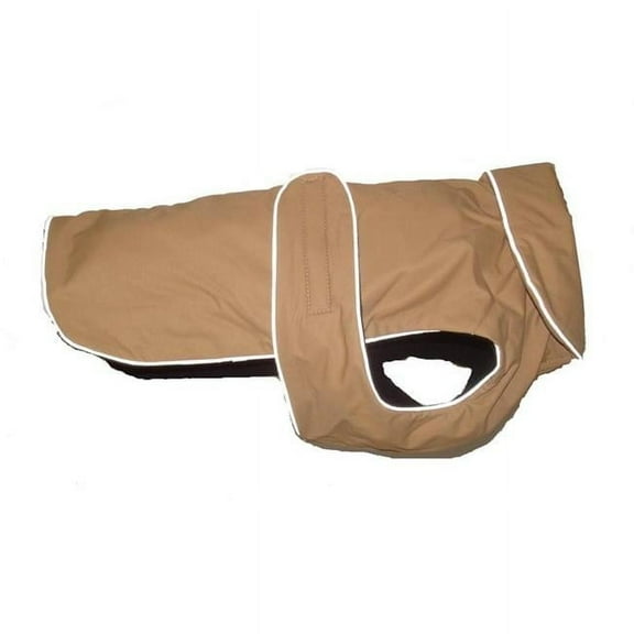 A Pets World 08192911-14 Weather Resistant Fleece Lined Dog Coat, Tan