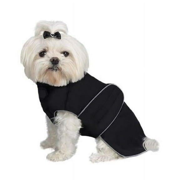 A Pets World 08192999-18 Weatherproof Fleece Lined Dog coat Black
