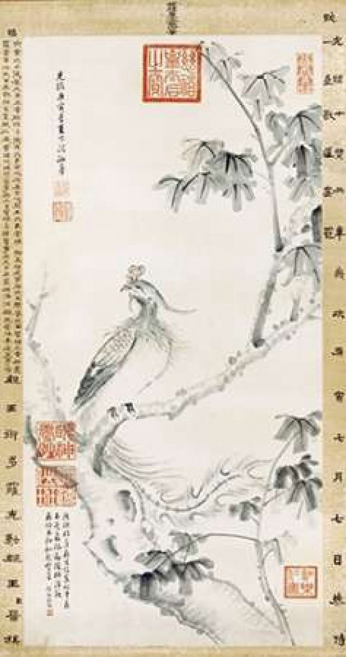 A Phoenix Standing On a Chinese Parasol Tree Canvas Art - Cixi (24 x 36)