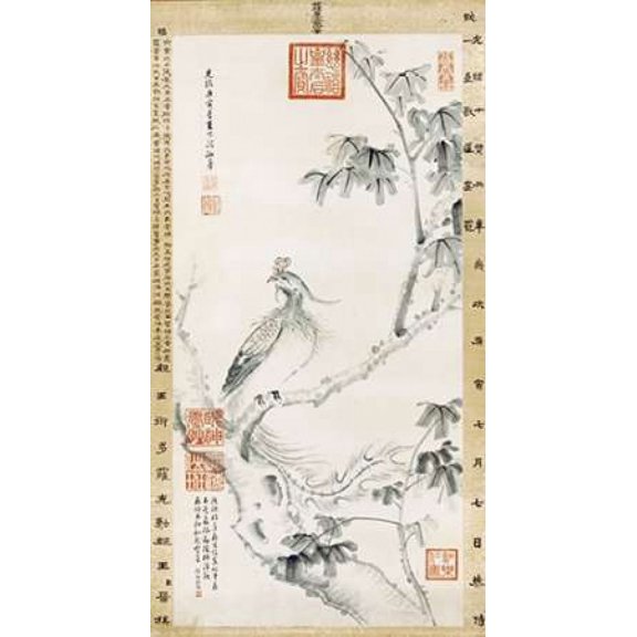 A Phoenix Standing On a Chinese Parasol Tree Poster Print by  Cixi