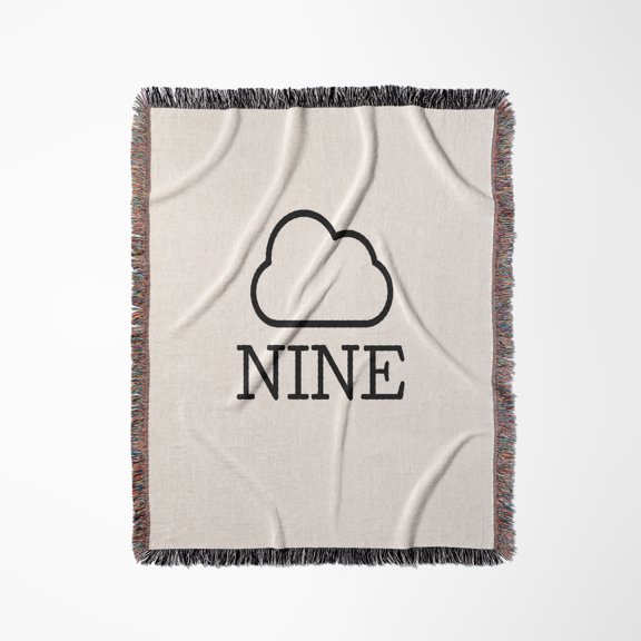 A Picture Of A Cloud With The Word Nine Under It, Woven Blanket