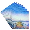 thumbnail image 1 of 3drose, a Pier down a Calm Blue Ocean Image of Watercolor Painting, Set of 8 Ceramic Tile Coasters, 1 of 7