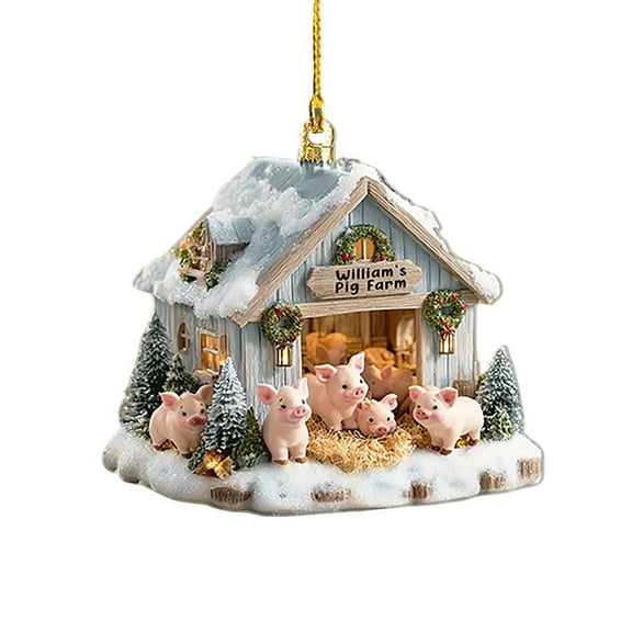 A Pig Farm Animal Acrylic Ornament For Christmas Tree Decoration 2Inch
