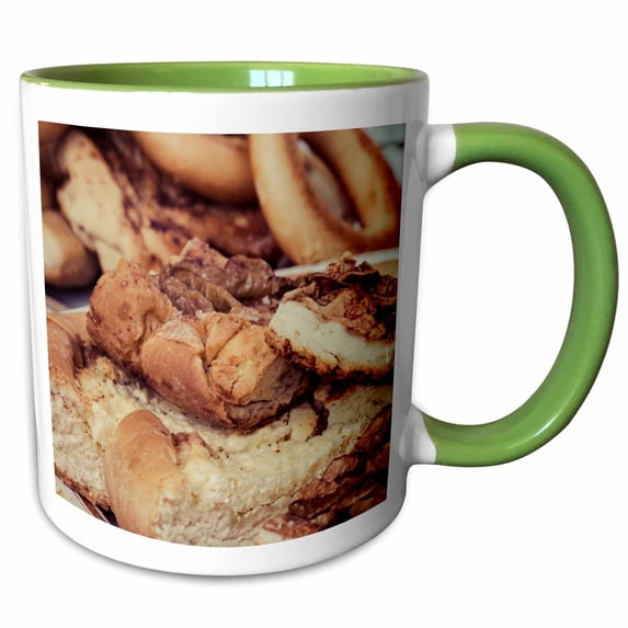 3drose, a Pile of Fresh Apple Pie Pieces. Stylized Photo, 11oz Two-tone Green Mug