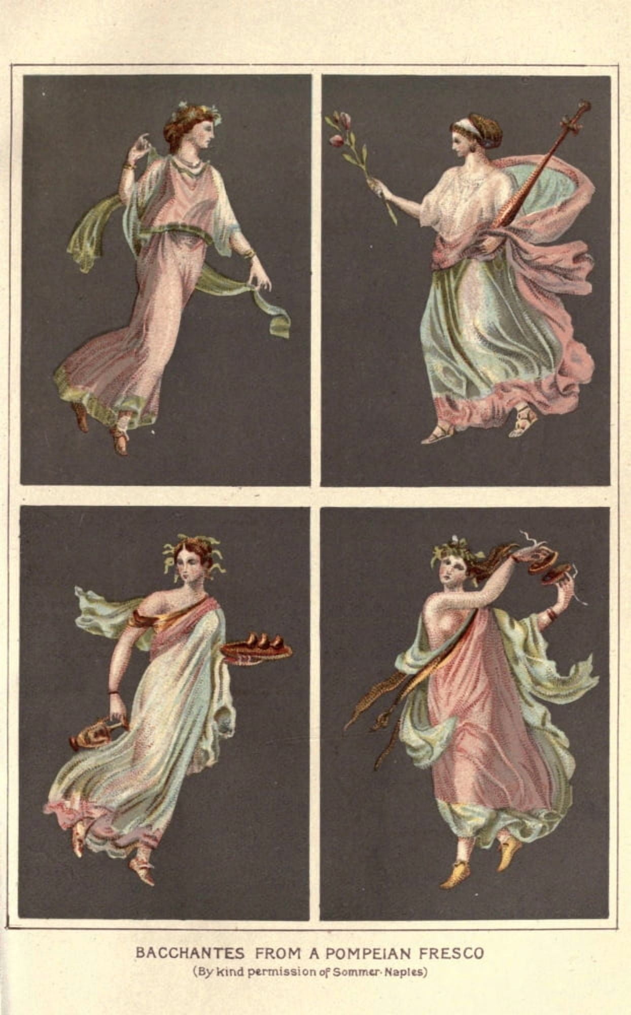 A Pilgrimage to Italy 1899 Bacchantes from a Pompeian Fresco Canvas Art - Unknown (24 x 36)