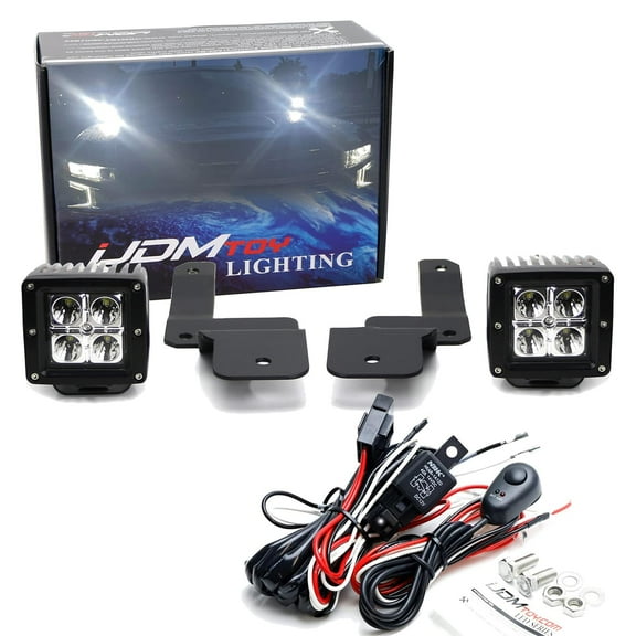 A-Pillar D2 LED Pod Light Kit For 2019-up Chevrolet Silverado 1500, Includes (2) 20W High Power LED Cubes, Windshield Hitch Mounting Brackets & On/Off Switch Wiring Kit