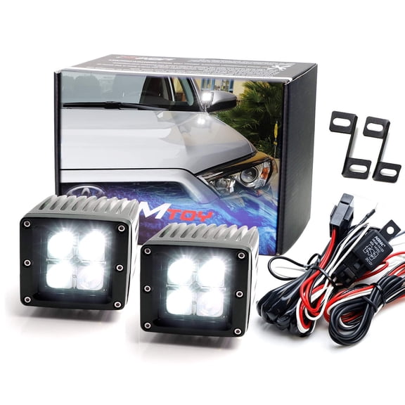 A-Pillar LED Pod Light Kit For 2014-up Toyota 4Runner, Includes (2) 20W High Power LED Cubes, Windshield A-Pillar Mounting Brackets & On/Off Switch Wiring Kit