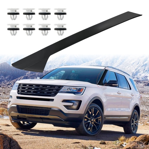 A-Pillar Molding Trim Kit with Clips Compatible with 2011-2019 Ford Explorer Left Driver Side Outer Windshield Molding Trim Replace BB5Z-7803145-AA 926-450 BB5Z7803137AA BB5Z7803137AB BB5Z7803137BA