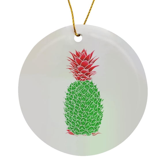 3drose, a Pineapple in Christmas Colors for Any Beach or Warm Christmas., Circle Porcelain Ornament