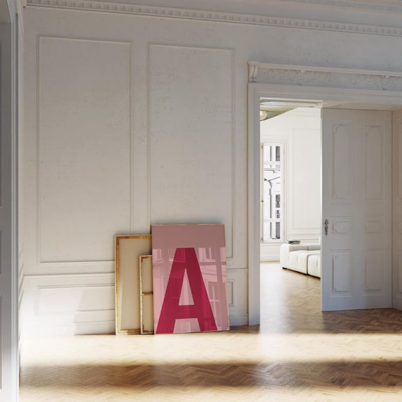 A Pink Alphabet Poster Big Letter Minimalist Trendy Wall Initial Nursery Room Decor, Wall Art