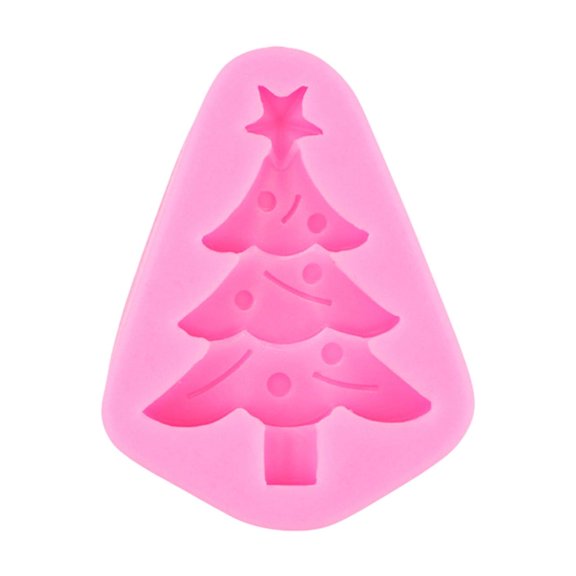 A Pink Christmas Tree Silicone Mold Food Grade Material For Chocolate And Cake Making Baking Decorations 2.56X1.97X0.79 Inch