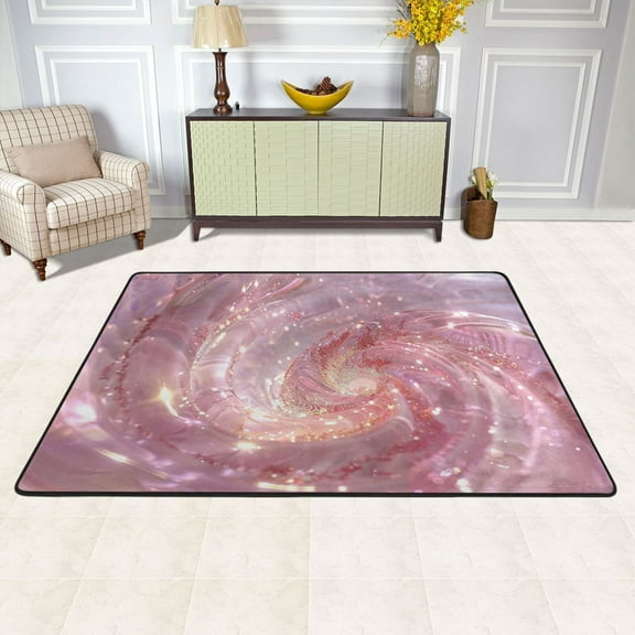 A Pink Spiral Area Rug Washable 72 x 48 Floor Carpet Mat Non Slip for Bedroom Living Room Kids Room Home Decor