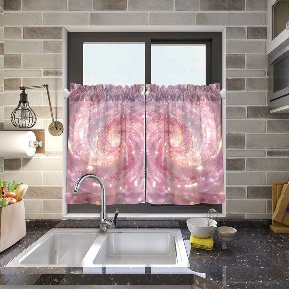 A Pink Spiral Kitchen Curtains Half Tier Curtain 2 Rod Pockets Bathroom Bedroom Cupborad Living Room 27"x24"