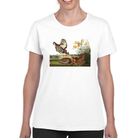 A Pinnated Grouse T-Shirt Women -John James Audubon Designs, Female 4X-Large