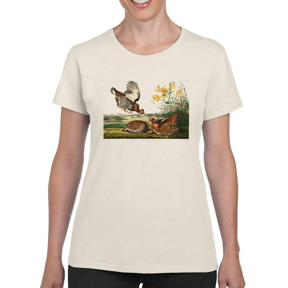 A Pinnated Grouse T-Shirt Women -John James Audubon Designs, Female 5X-Large