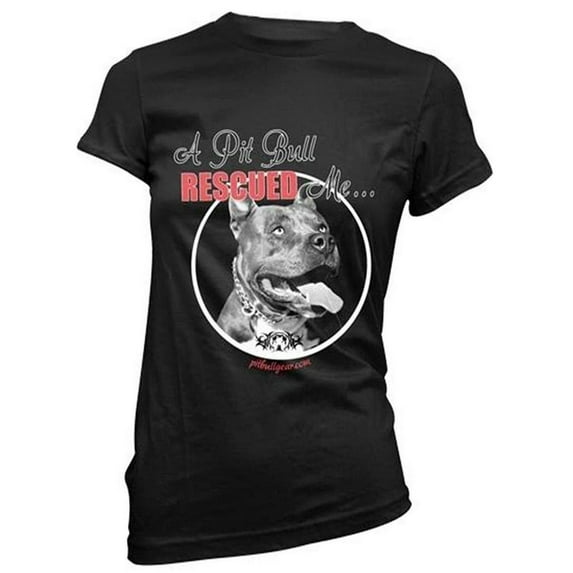 A Pit Bull Rescued Me Womens Shirt Fitted Pitbull Accessories, Pitbull Gifts, Pit Bull Mom (XL)