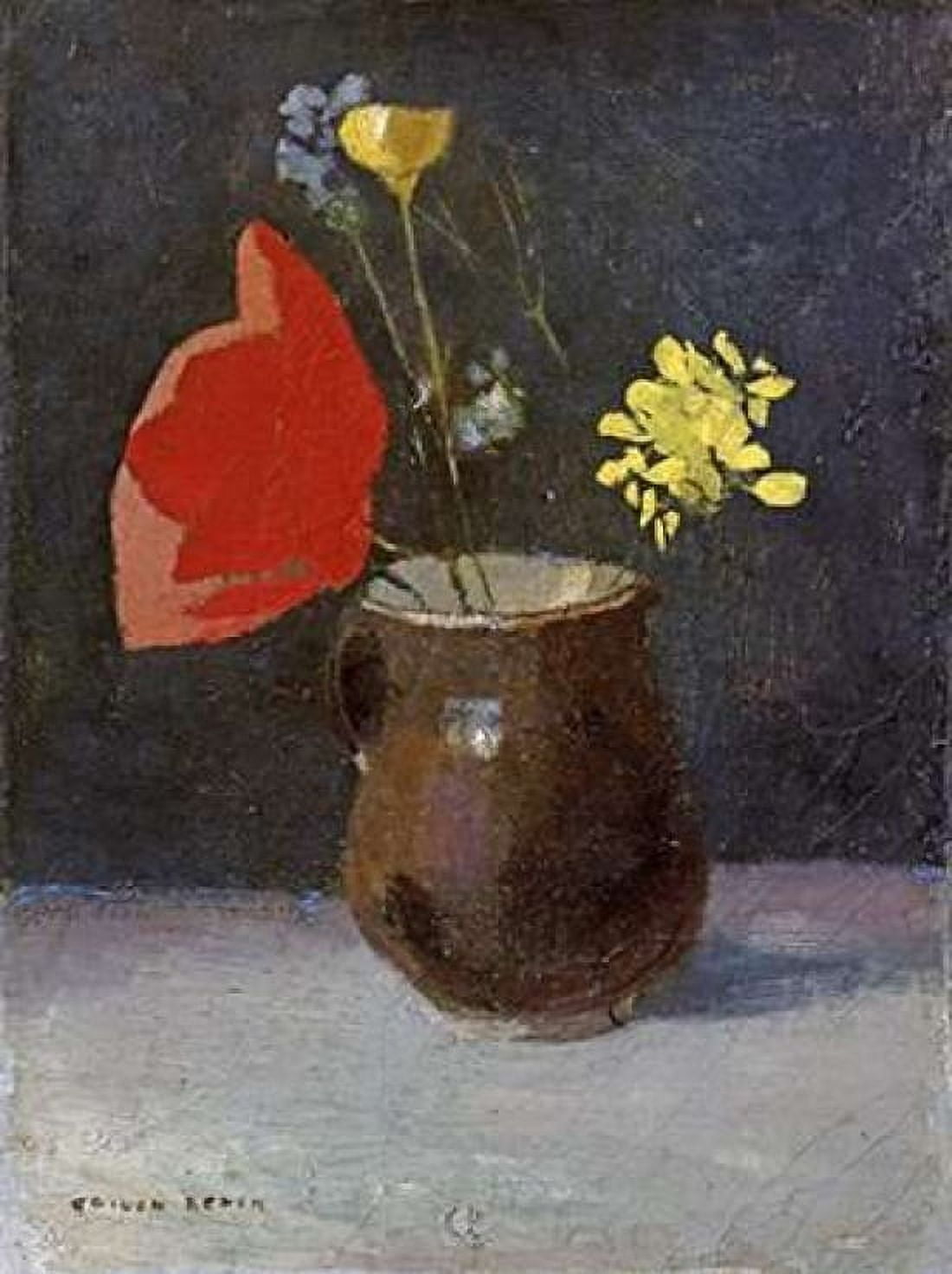 A Pitcher of Flowers Canvas Art - Odilion Redon (18 x 24)